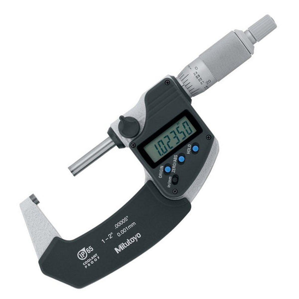 25-50mm (1-2") Digital Micrometer Coolant Proof IP65 - Ratchet Stop